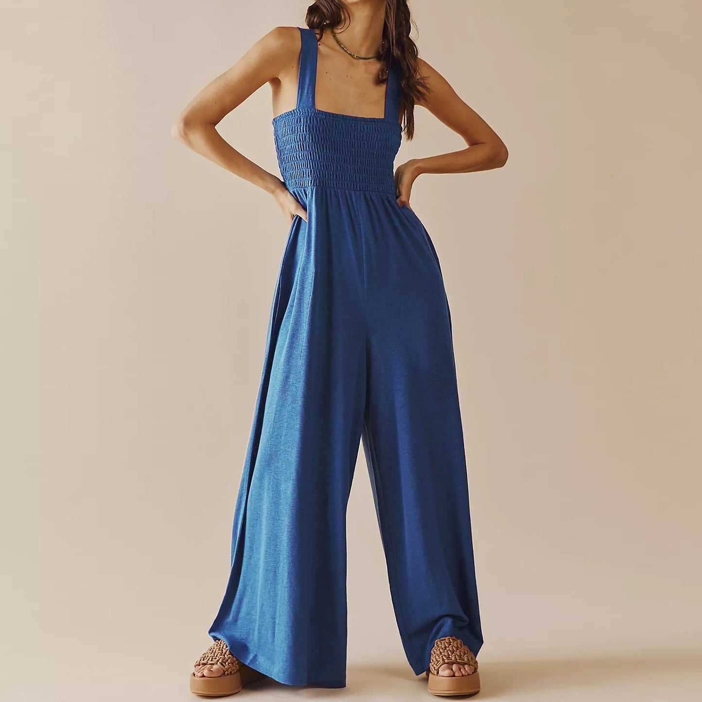 Fashion Women Summer Jumpsuits Wide Legs Sleeveless Rompers