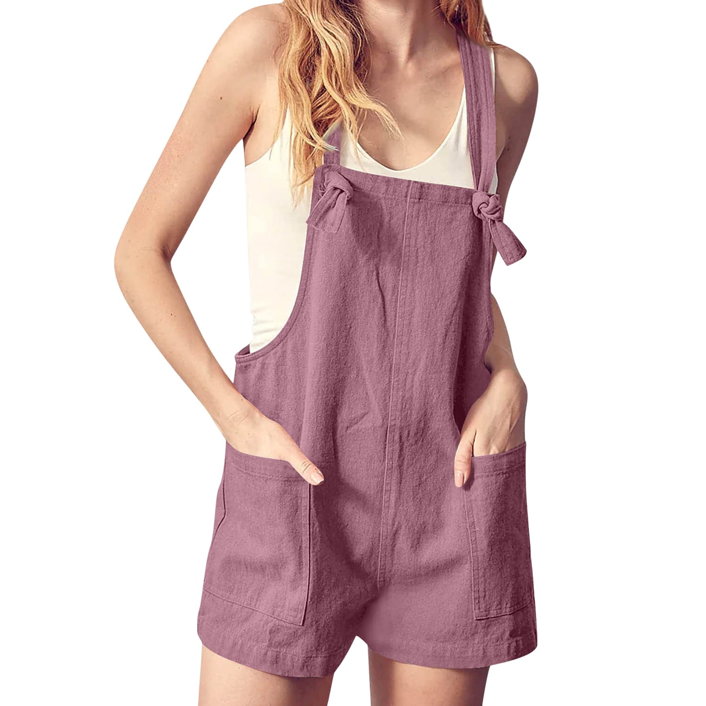 Fashion Short Jumpsuit Rompers Solid Color Adjustable Strap