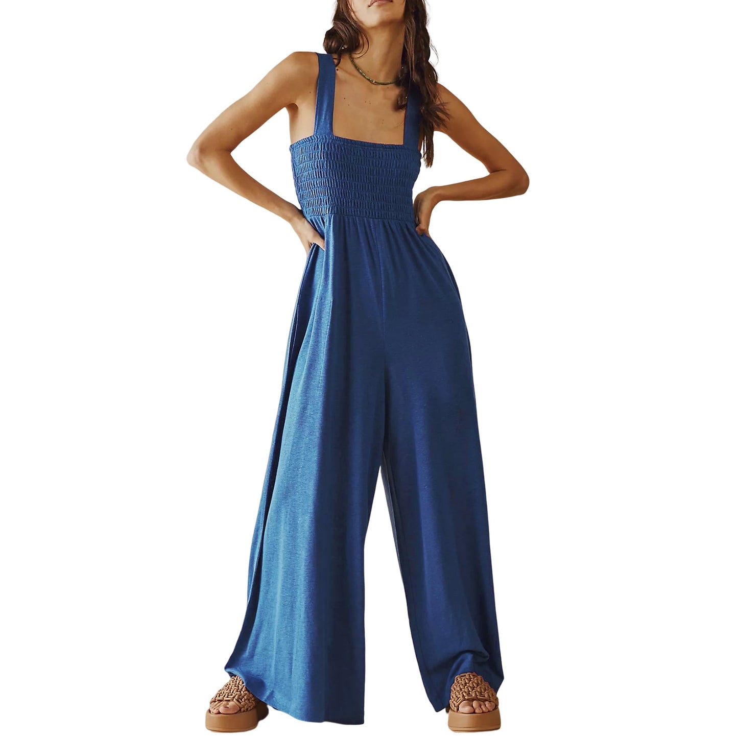 Fashion Women Summer Jumpsuits Wide Legs Sleeveless Rompers