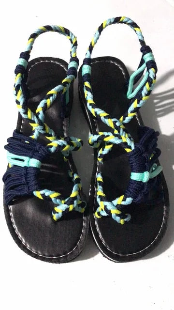 Womens Sandals Rope Knot Open Toe