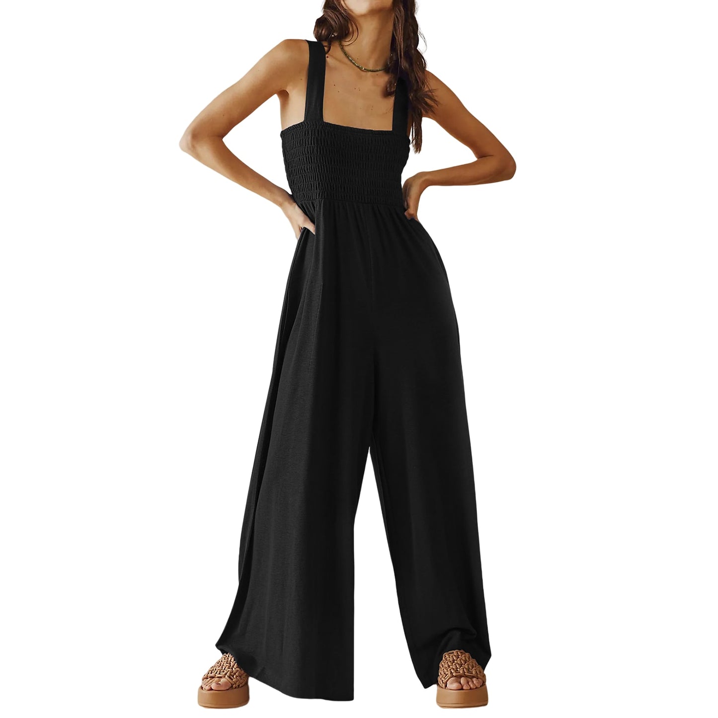 Fashion Women Summer Jumpsuits Wide Legs Sleeveless Rompers