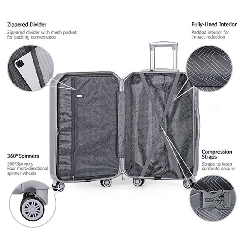 Travel Suitcases Brushed Luggage Case 3-piece