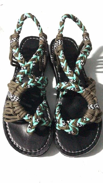 Womens Sandals Rope Knot Open Toe