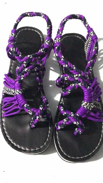 Womens Sandals Rope Knot Open Toe