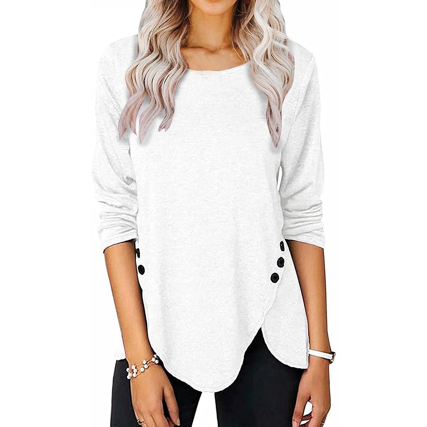 Women's Casual Button Long-sleeved Top