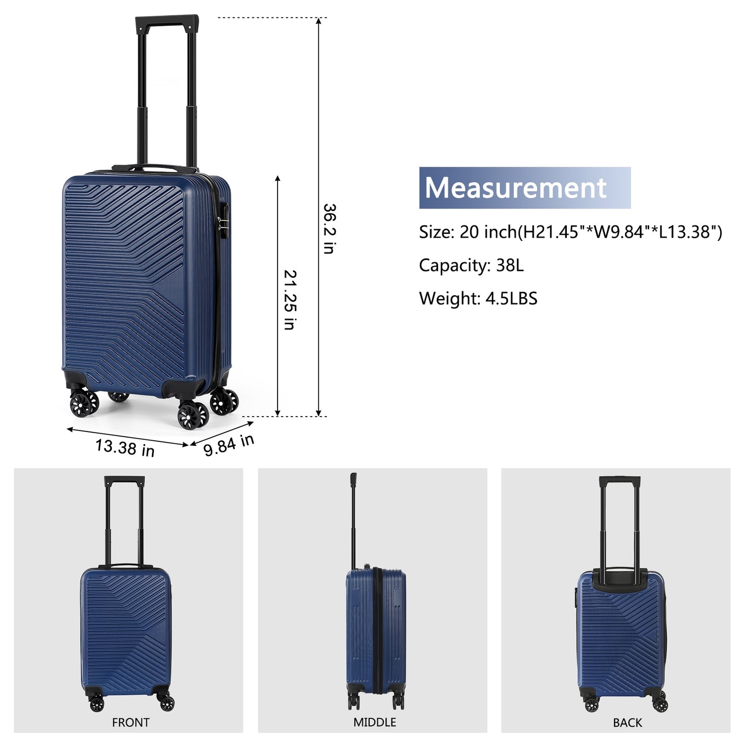 ABS 20-Inch Luggage Boarding Box Suitcase