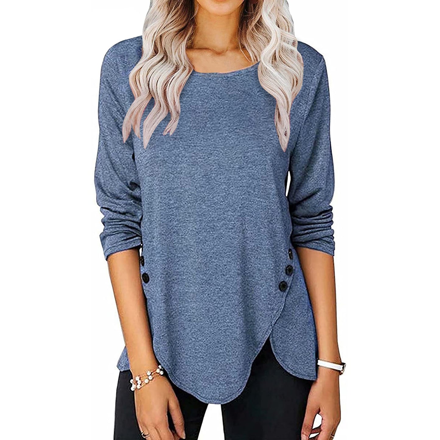 Women's Casual Button Long-sleeved Top