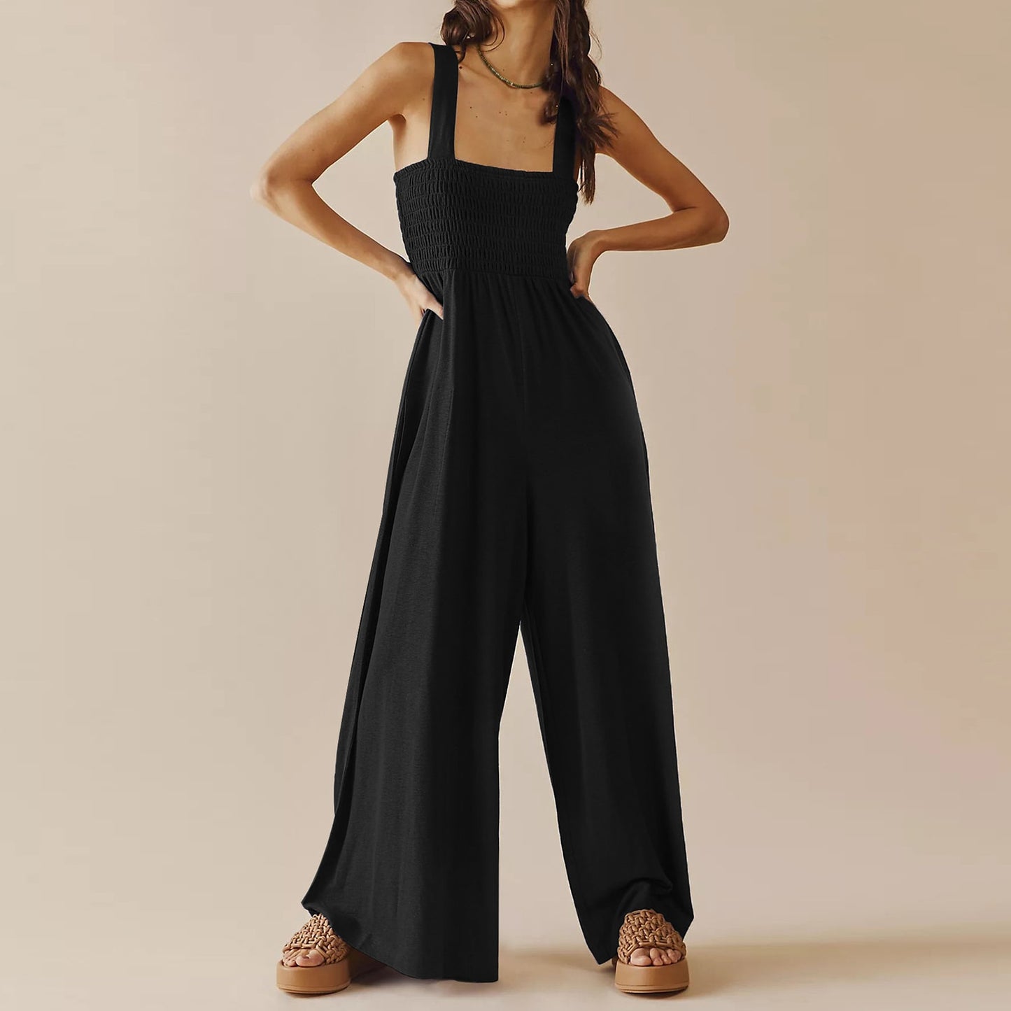 Fashion Women Summer Jumpsuits Wide Legs Sleeveless Rompers