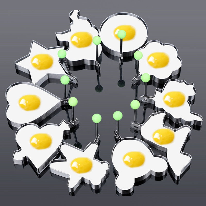 10Pcs/set Stainless Steel Egg Pancake Ring Omelet Mold - janceysfanceys