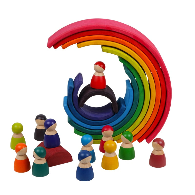 Baby Large Rainbow Stacker Stacking Waldorf Dolls - janceysfanceys