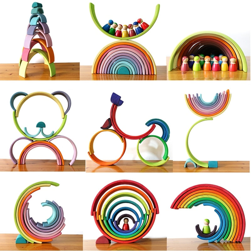 Baby Large Rainbow Stacker Stacking Waldorf Dolls - janceysfanceys