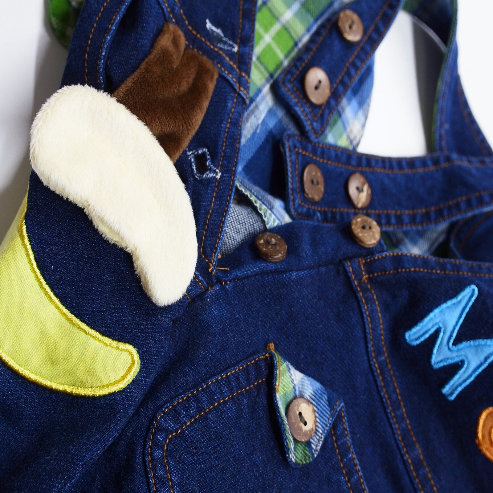 KIDSCOOL SPACE Toddler Boy Girl Jean Overalls Denim 3D Monkey - janceysfanceys