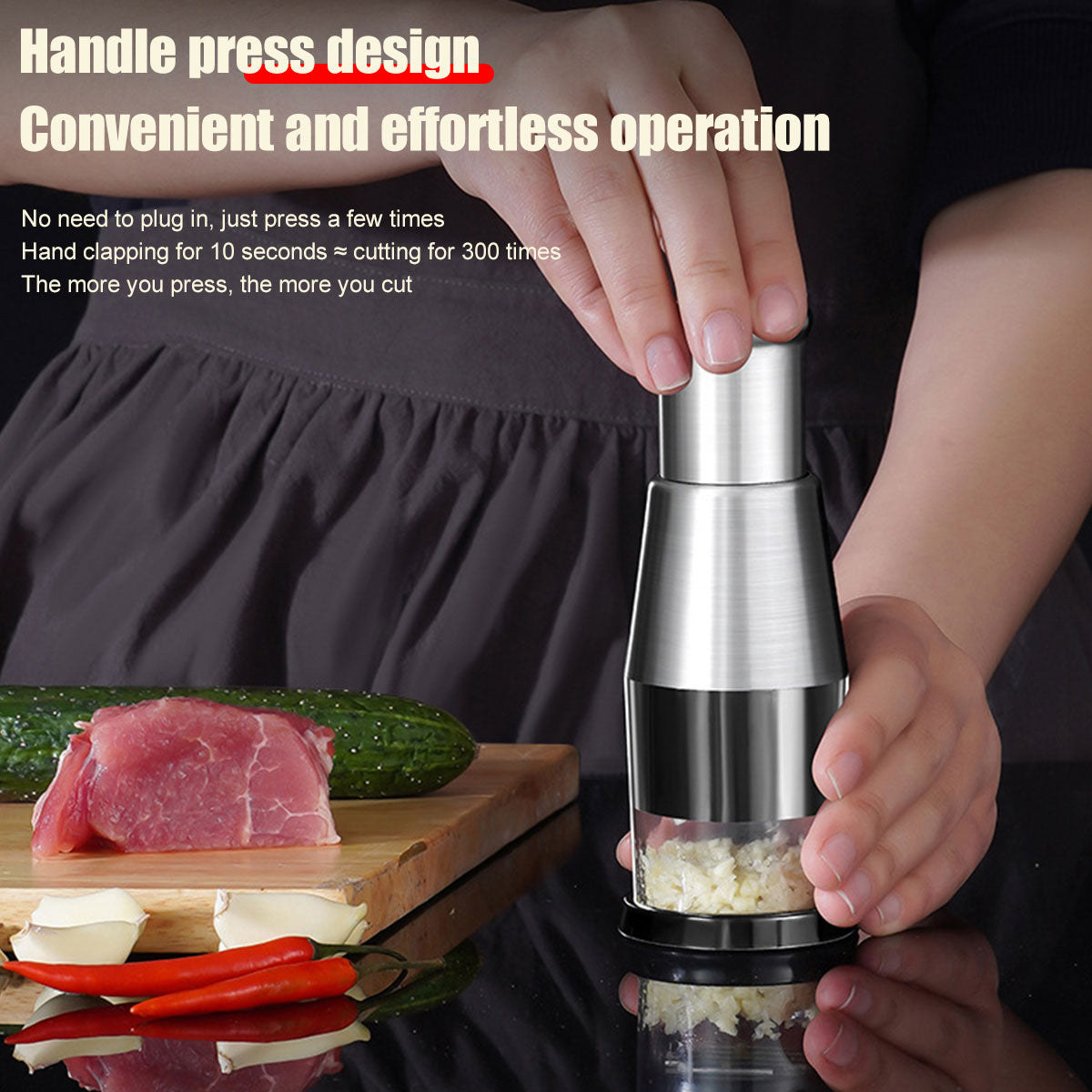 Stainless Steel Garlic Press Crusher Manual Grinding Chopper - janceysfanceys