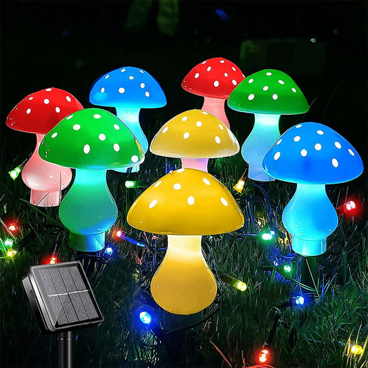 3/8/10pcs LED Solar Mushroom Light Outdoor Garden - janceysfanceys