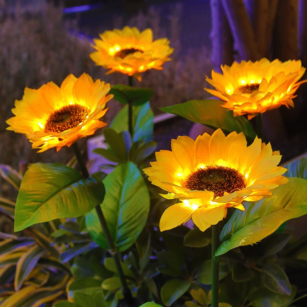 1-8pc Solar Sunflowers Outside Garden Lawn Lights - janceysfanceys