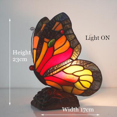 Tiffany Table Lamp Retro Stained Glass Butterfly - janceysfanceys