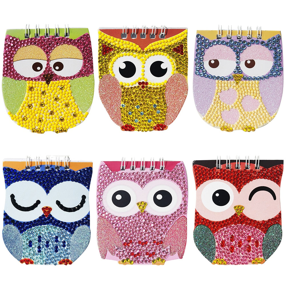 6pcs DIY Owl Cartoon Diamond Painting Notebook Set - janceysfanceys