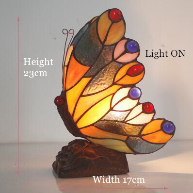 Tiffany Table Lamp Retro Stained Glass Butterfly - janceysfanceys