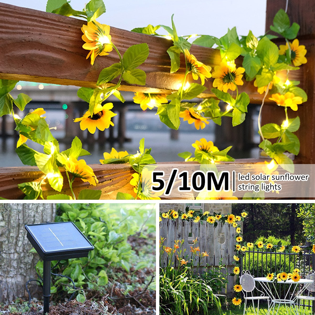 Simulation Sunflower Solar String Lights Garden Decoration - janceysfanceys