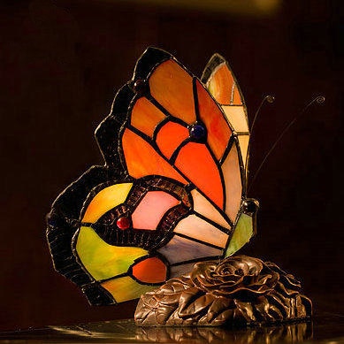 Tiffany Table Lamp Retro Stained Glass Butterfly - janceysfanceys