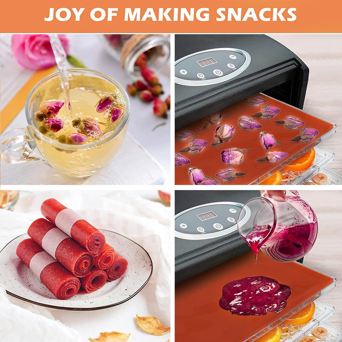 4Pcs Silicone Dehydrator Mats with Edge Non-Stick - janceysfanceys