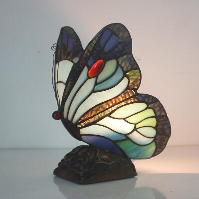 Tiffany Table Lamp Retro Stained Glass Butterfly - janceysfanceys