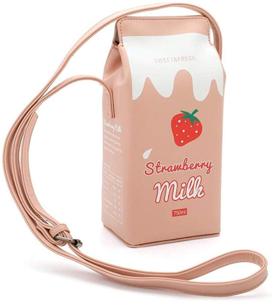 Personalized Fashion Strawberry Milk Carton Shoulder Bag - janceysfanceys