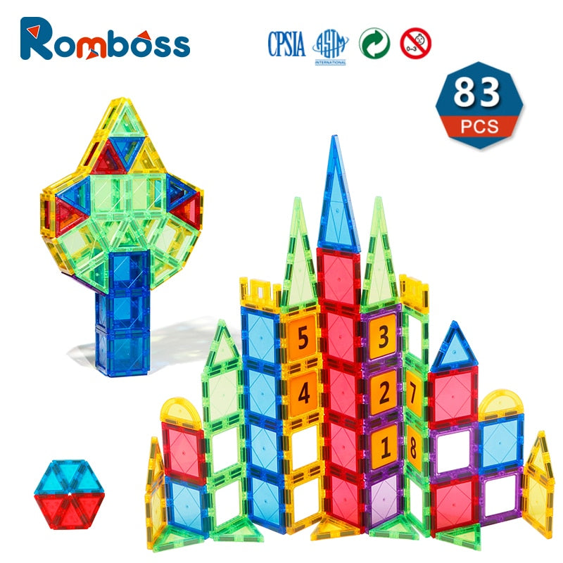 83Pcs DIY Magnetic Blocks Colorful Montessori Tiles Parent-child Interaction - janceysfanceys