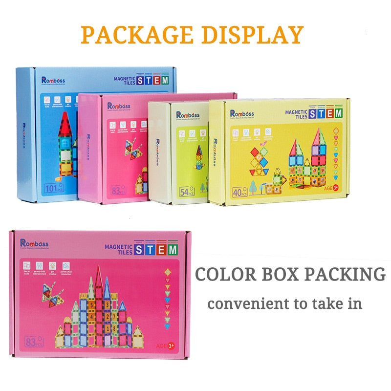 83Pcs DIY Magnetic Blocks Colorful Montessori Tiles Parent-child Interaction - janceysfanceys