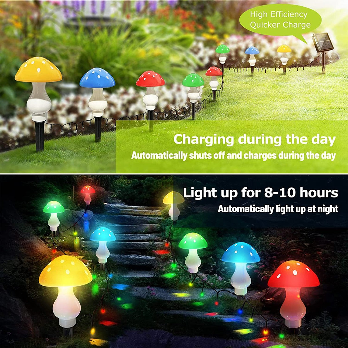 3/8/10pcs LED Solar Mushroom Light Outdoor Garden - janceysfanceys