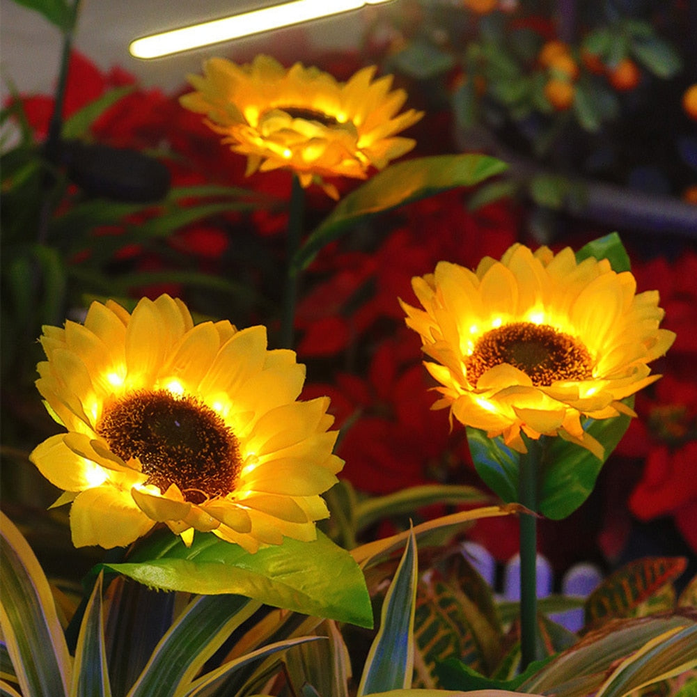 1-8pc Solar Sunflowers Outside Garden Lawn Lights - janceysfanceys