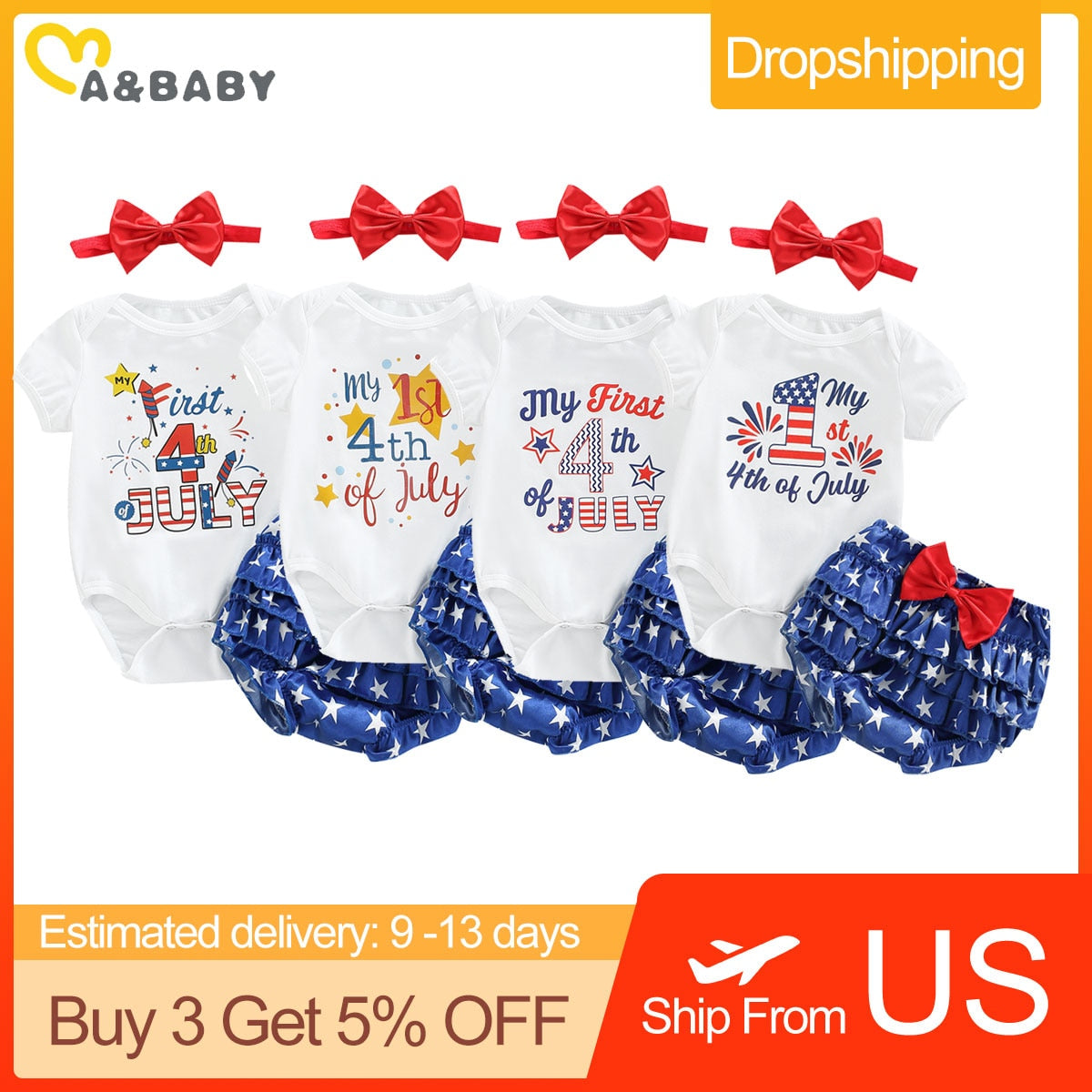 0-24M Independence Day Infant Newborn Baby Girl Clothes - janceysfanceys