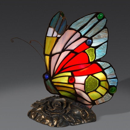 Tiffany Table Lamp Retro Stained Glass Butterfly - janceysfanceys