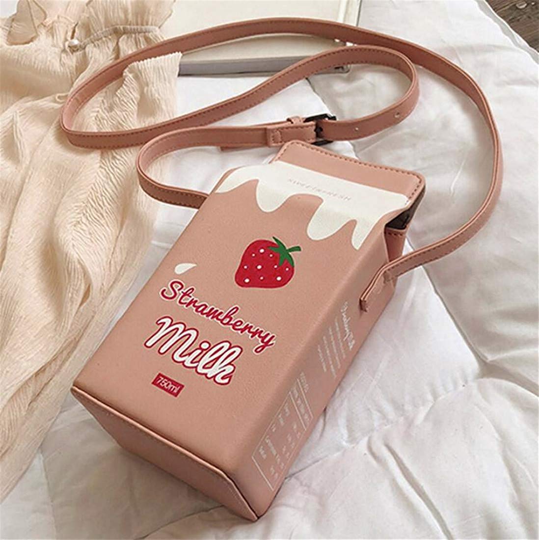 Personalized Fashion Strawberry Milk Carton Shoulder Bag - janceysfanceys