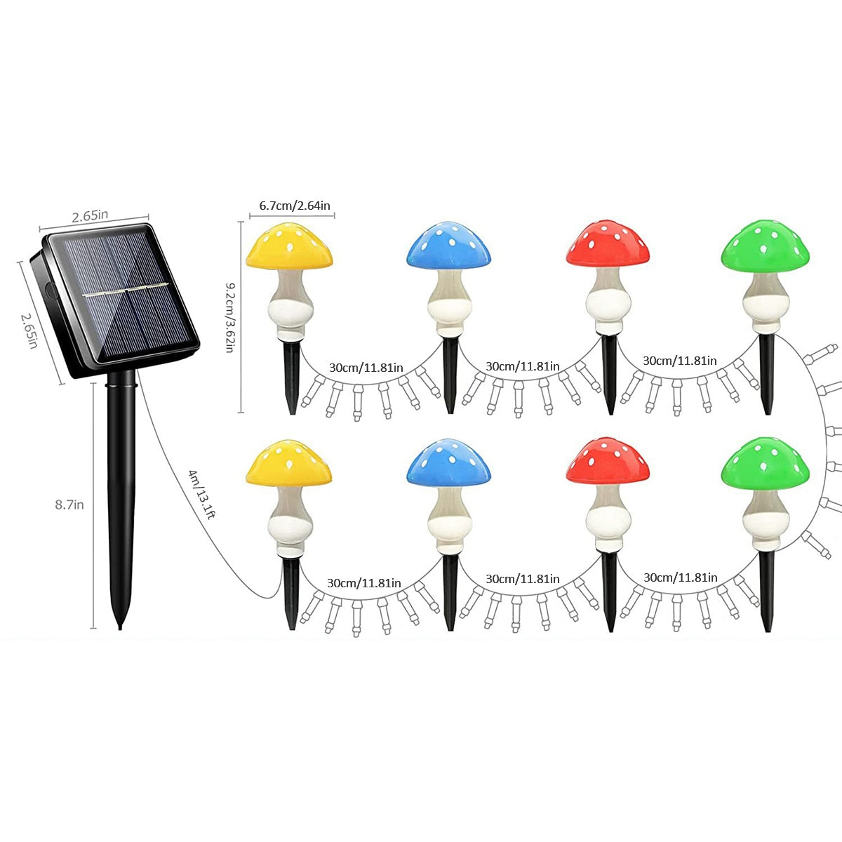 3/8/10pcs LED Solar Mushroom Light Outdoor Garden - janceysfanceys