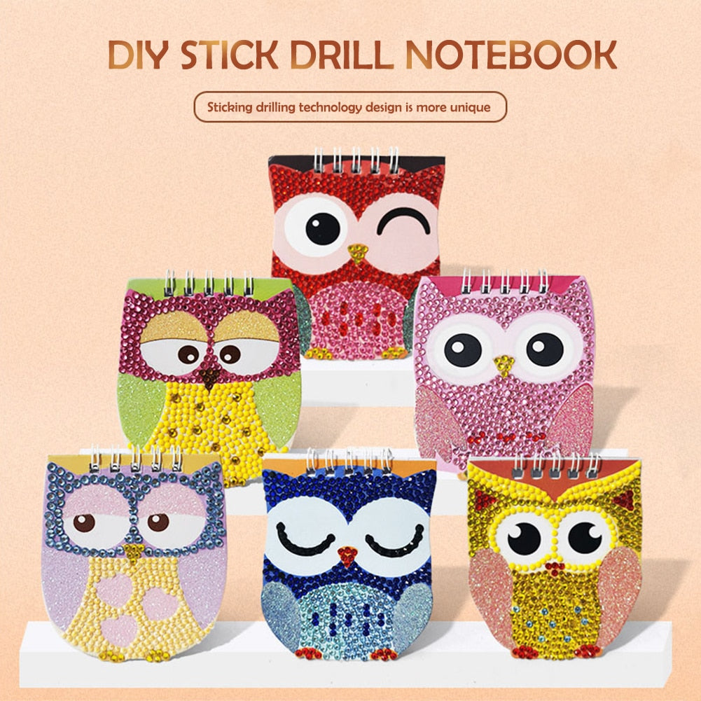 6pcs DIY Owl Cartoon Diamond Painting Notebook Set - janceysfanceys