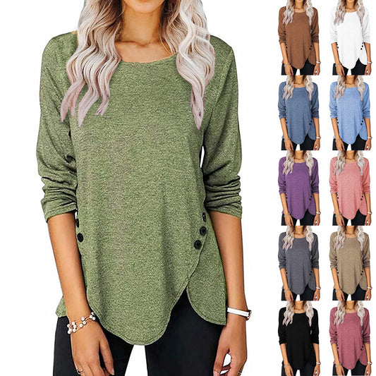 Women's Casual Button Long-sleeved Top