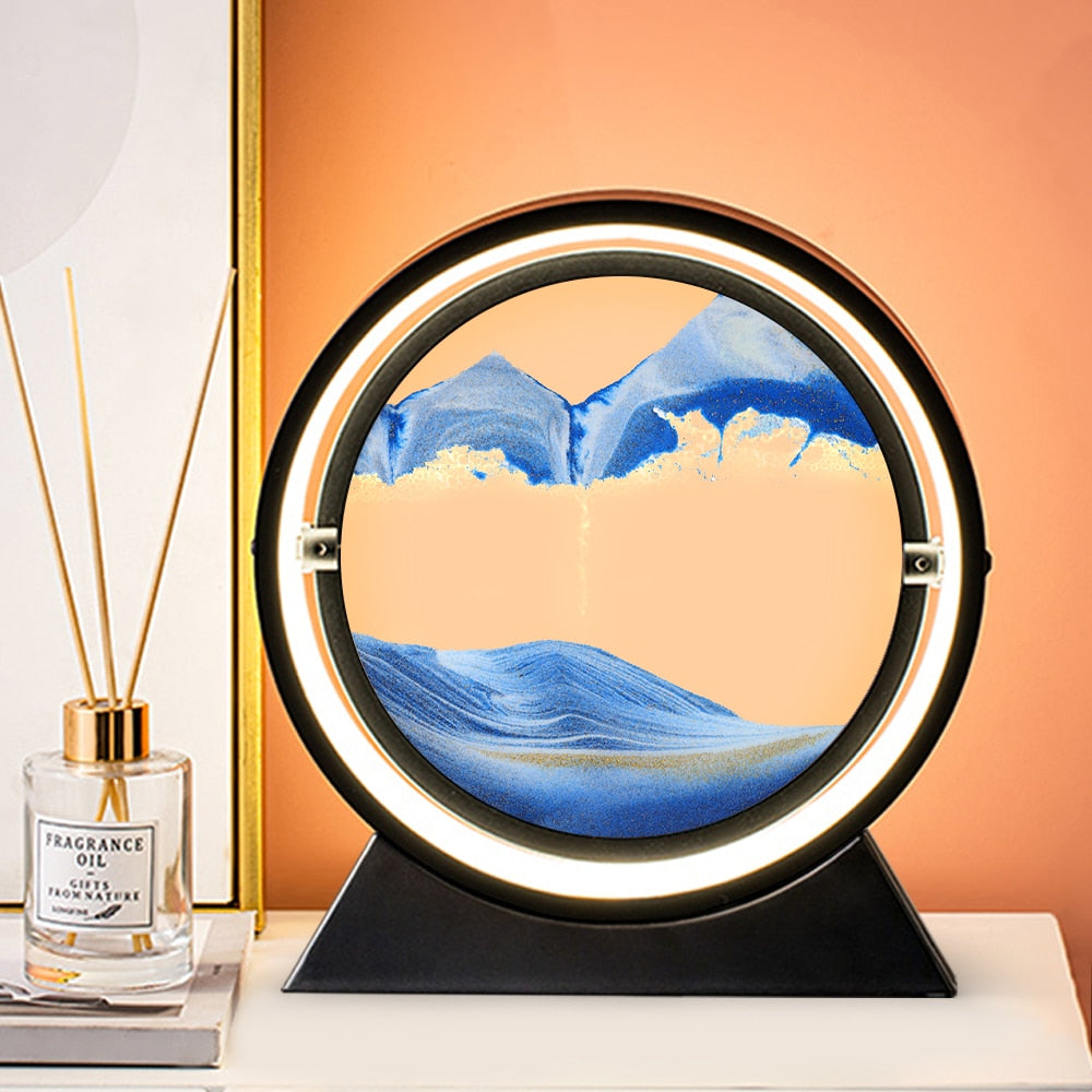 Moving Sand Art Picture LED Round Glass 3D Deep - janceysfanceys