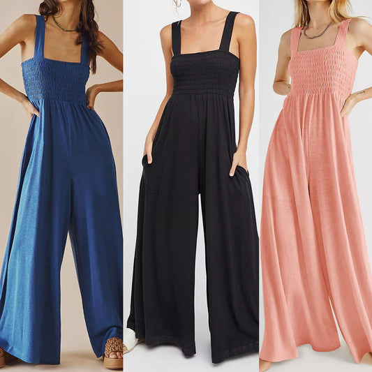 Fashion Women Summer Jumpsuits Wide Legs Sleeveless Rompers