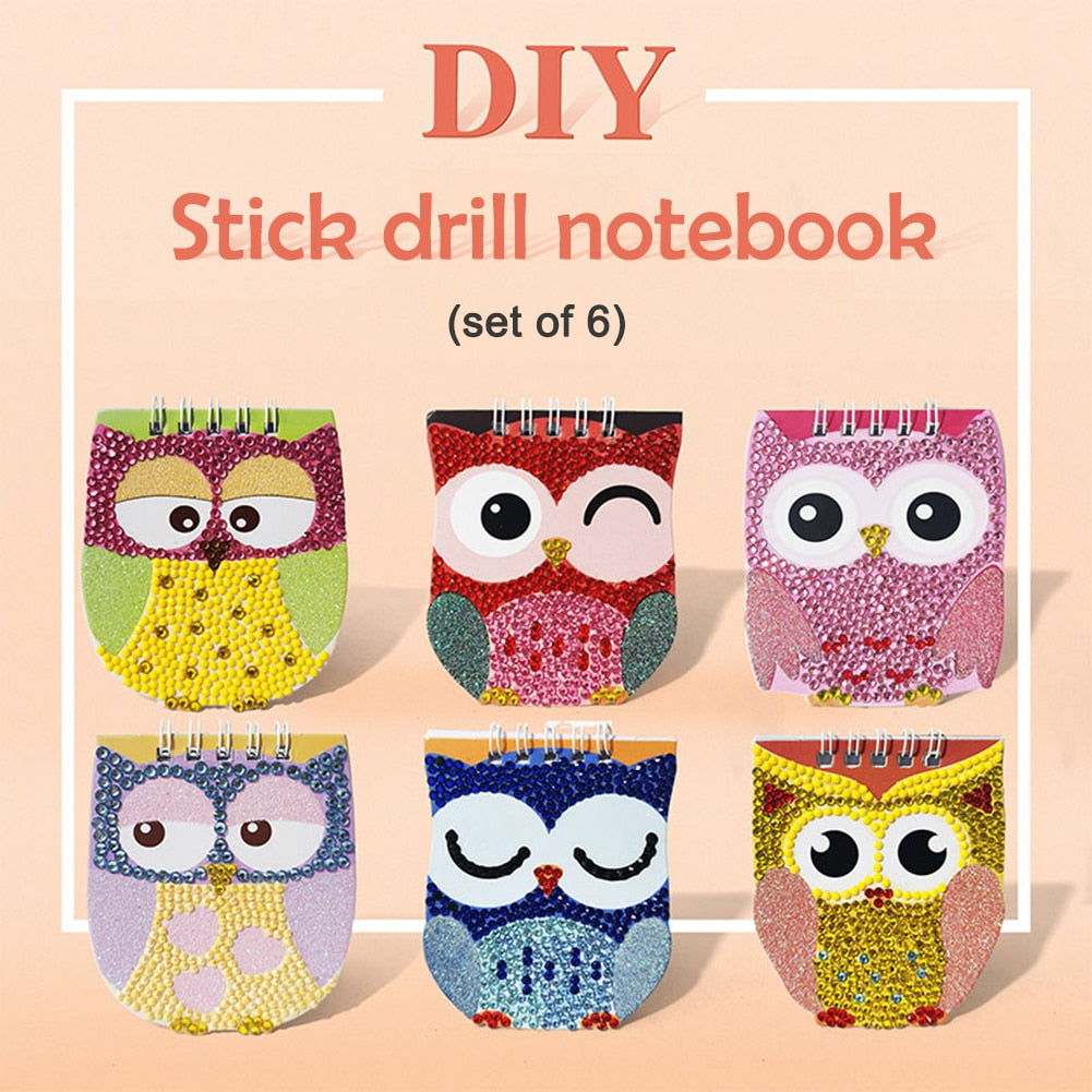 6pcs DIY Owl Cartoon Diamond Painting Notebook Set - janceysfanceys