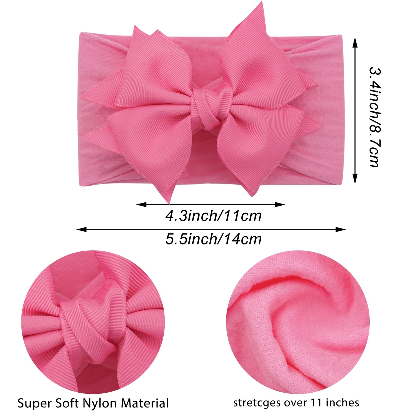 12/15/20Pieces 6Inch Soft Elastic Nylon Headbands Hair Bows - janceysfanceys