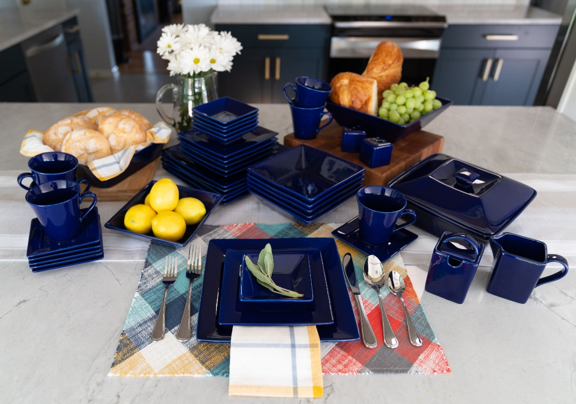 45 Piece Square Stoneware Dinnerware - janceysfanceys