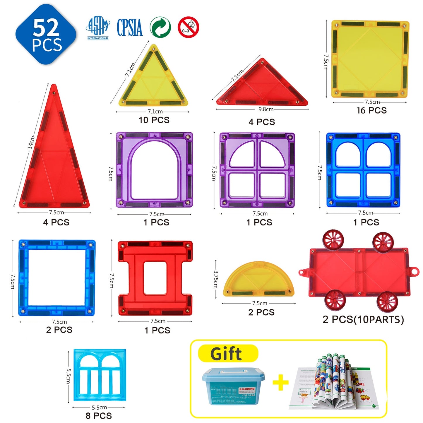 52 PCS Big Size Magnetic Construction Building Blocks Sets - janceysfanceys