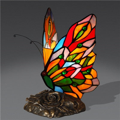 Tiffany Table Lamp Retro Stained Glass Butterfly - janceysfanceys