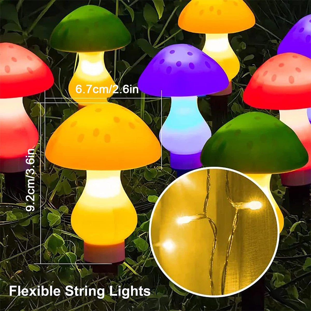 3/8/10pcs LED Solar Mushroom Light Outdoor Garden - janceysfanceys