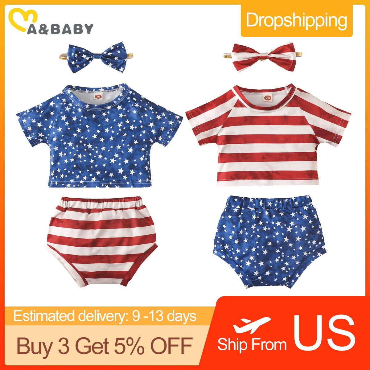 6M-5Y Independence Day Toddler Infant Kid Girls Clothes Set - janceysfanceys