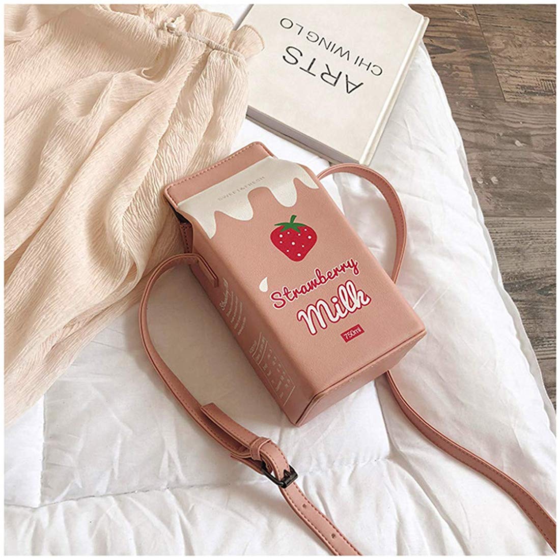 Personalized Fashion Strawberry Milk Carton Shoulder Bag - janceysfanceys