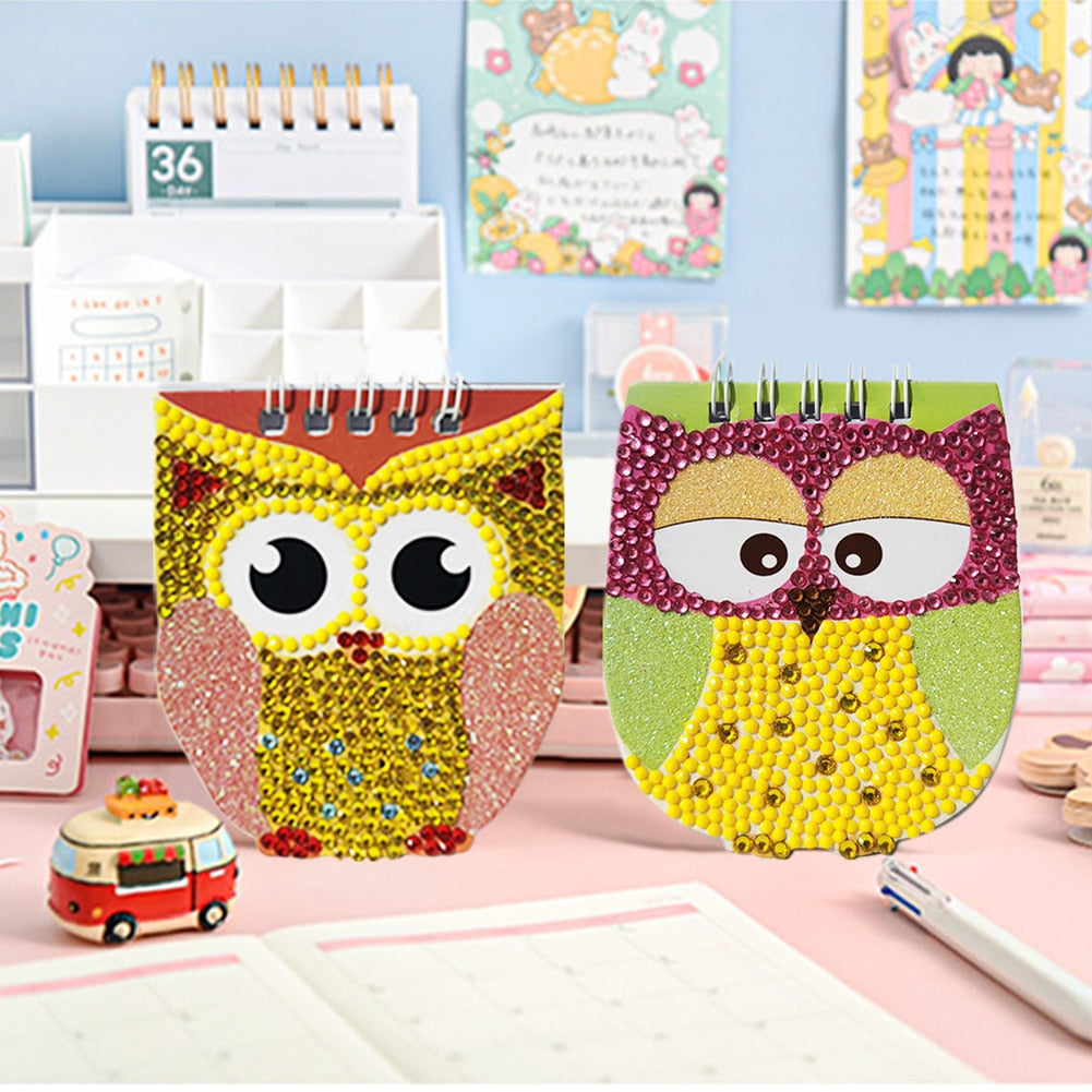 6pcs DIY Owl Cartoon Diamond Painting Notebook Set - janceysfanceys