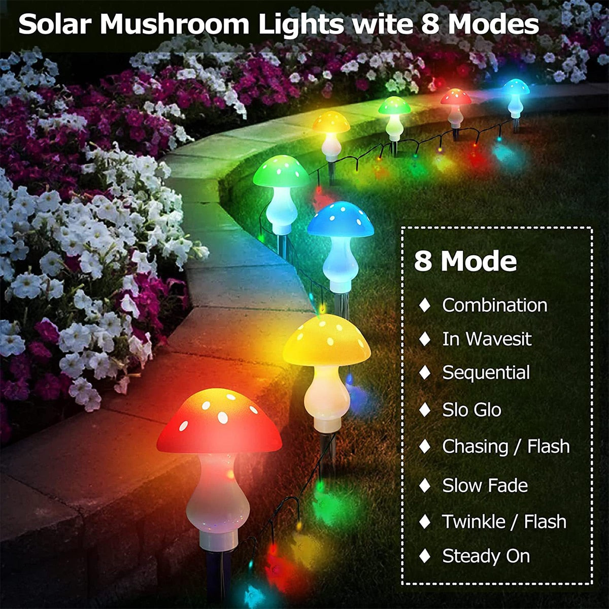 3/8/10pcs LED Solar Mushroom Light Outdoor Garden - janceysfanceys