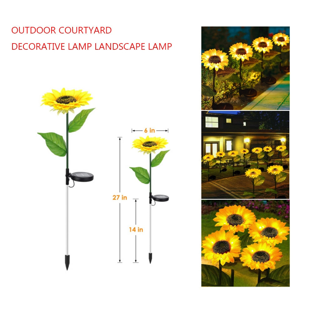 1-8pc Solar Sunflowers Outside Garden Lawn Lights - janceysfanceys